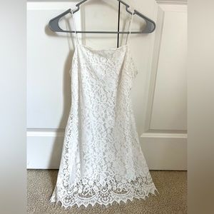 Mi AMI White Lace Dress with Lace Trim